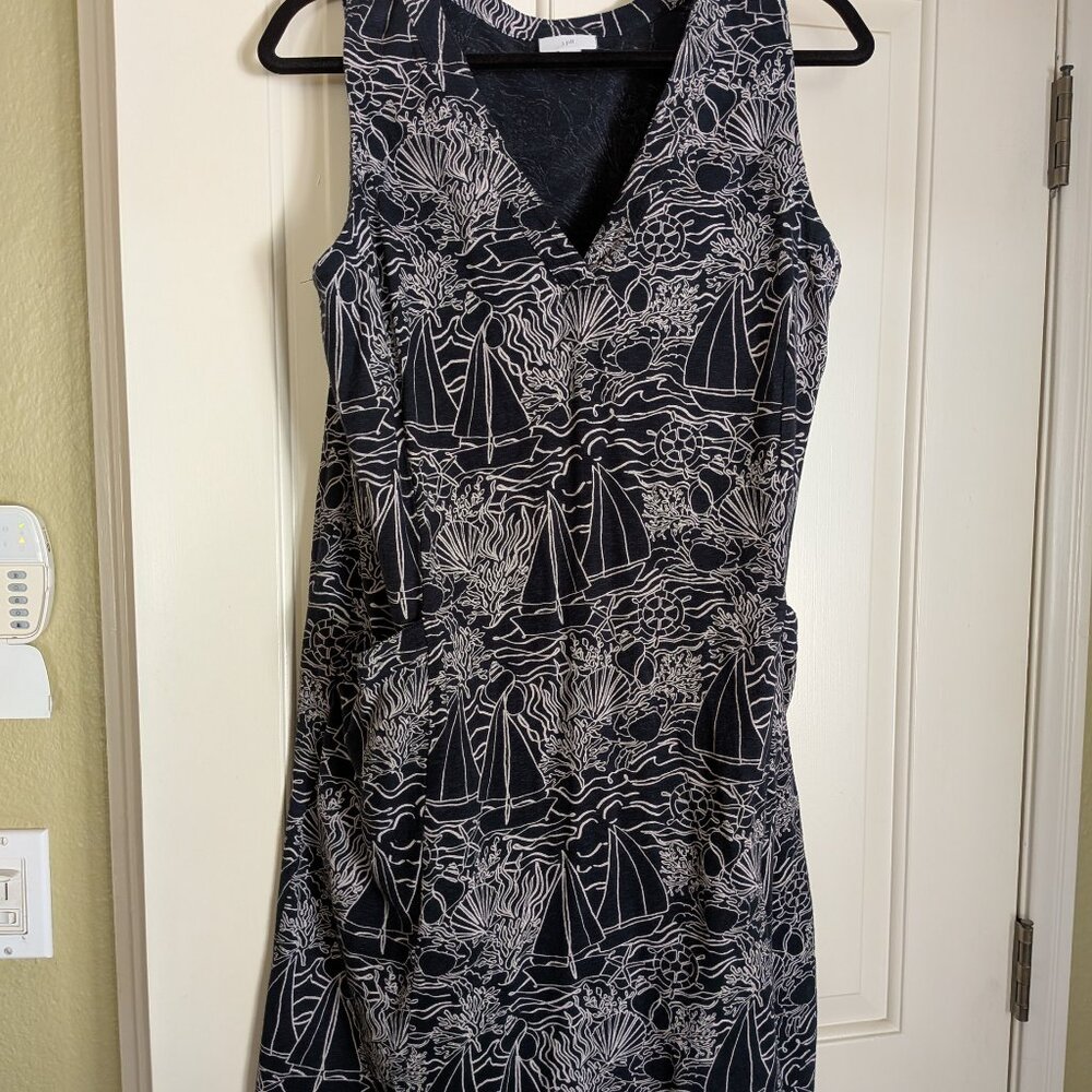 J.Jill Navy Blue Dress-Sailboats Size Large